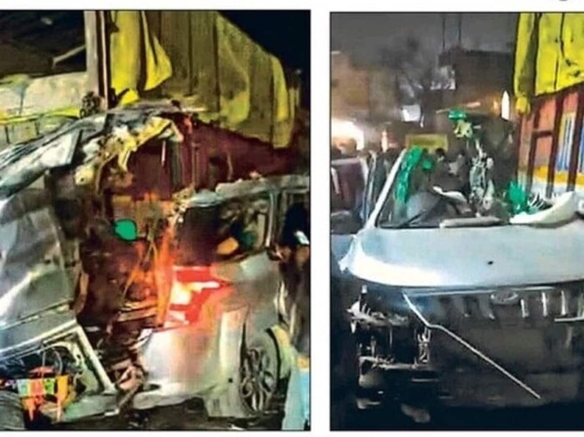 car smashed after colliding with truck due to Dense fog in rishikesh 4 killed on the spot उत्तराखंड में कोहरा बना काल, ट्रक से टकराई कार के परखच्चे उड़े; 4 की मौके